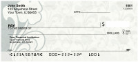 Vintage Green Damask Personal Checks | BAL-84