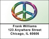 Metallic Rainbow Peace Sign Address Labels | LBBAC-29