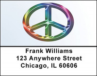 Metallic Rainbow Peace Sign Address Labels | LBBAC-29