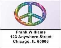 Metallic Rainbow Peace Sign Address Labels | LBBAC-29