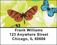 Retro Butterflies Address Labels | LBBAJ-11