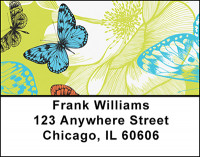 Retro Butterflies Address Labels | LBBAJ-11