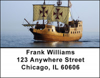 Old Wooden Battle Ships Address Labels | LBBAL-04
