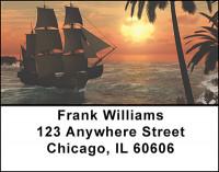 Old Wooden Battle Ships Address Labels | LBBAL-04