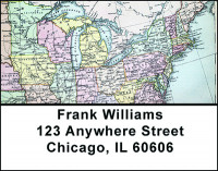 Vintage Map of the U.S.A. Address Labels | LBBAM-49