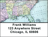 Vintage Map of the U.S.A. Address Labels | LBBAM-49