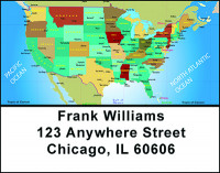 Map of the U.S.A. Address Labels | LBBAM-50