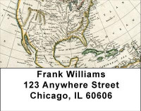 Vintage North America Map Address Labels | LBMIL-16