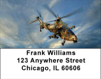 Camouflaged Helicopters In Flight Address Labels | LBTRA-23