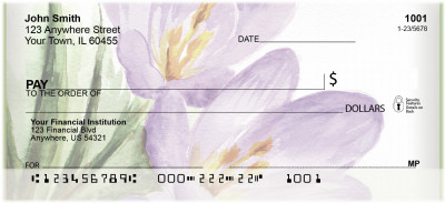 Purple Crocus Watercolor Art Personal Checks | BAQ-59