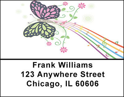 Musical Rainbows with Butterflies Address Labels | LBBAB-76