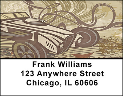 Vintage Roadster Cars Address Labels | LBBAD-48