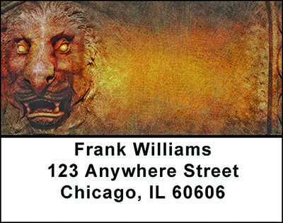 Gothic Lion Sculpture Address Labels | LBBAD-51