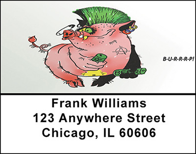 Punk Pig Beer Drinker Address Labels | LBBAD-73
