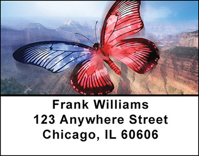 Americana Butterfly Address Labels | LBBAJ-32
