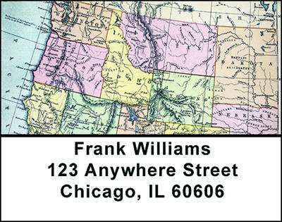 Vintage Map of the U.S.A. Address Labels | LBBAM-49