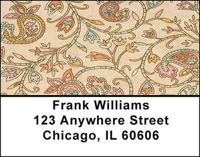 Orange Paisley Address Labels | LBBAP-81