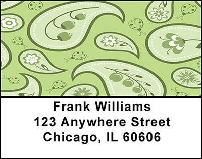 Green Floral Paisley Address Labels | LBBAQ-27