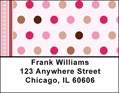 Pink - Brown Dots on Dots Address Labels | LBBAQ-45