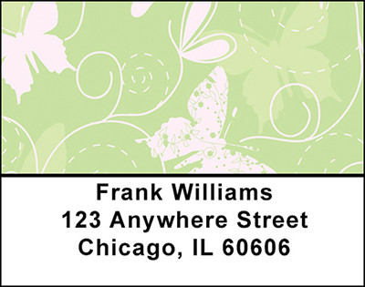 Butterflies on Green Address Labels | LBBAQ-49