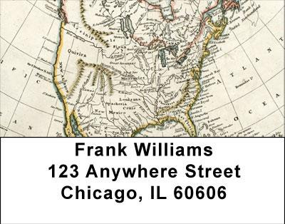 Vintage North America Map Address Labels | LBMIL-16