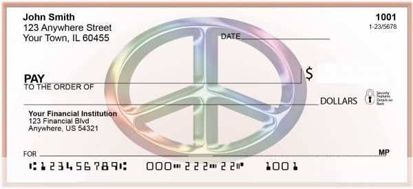 Metallic Rainbow Peace Sign Personal Checks | BAC-29