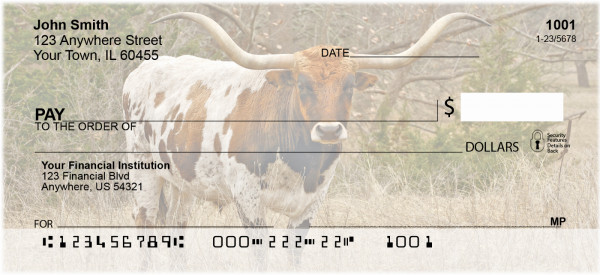 Texas Longhorns Cattle Personal Checks | BAF-54
