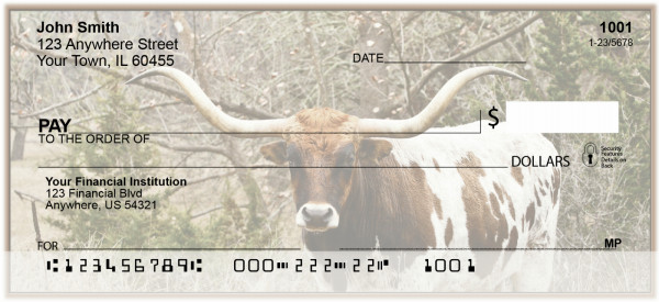 Longhorn Cattle Personal Checks | BAK-50
