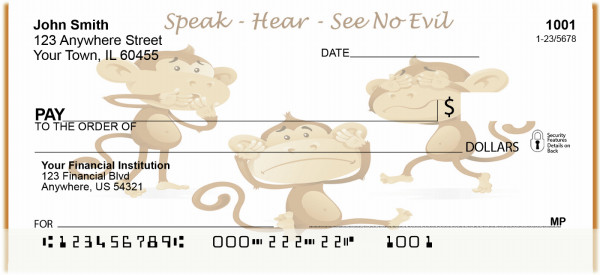 Speak-Hear-See No Evil Personal Checks | BAL-79