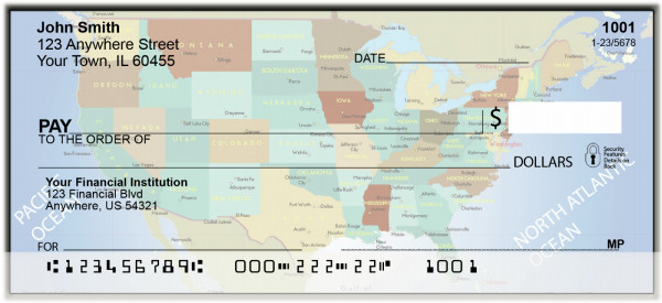 Map of the U.S.A. Personal Checks