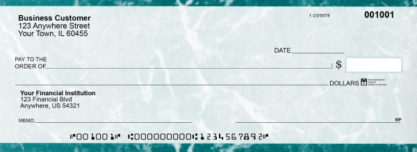 Teal Marble Business Pocket Checks | BUP-EMA01