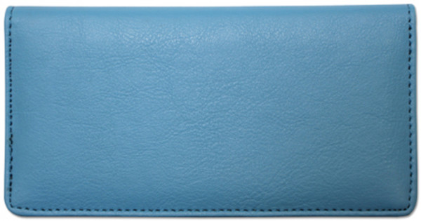 Light Blue Leather Checkbook Cover 