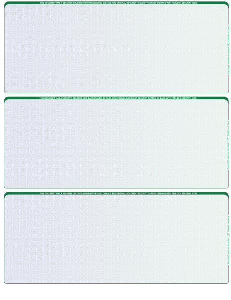 Blue Green Blank 3 Per Page Laser Checks | L3C-BLA-BG