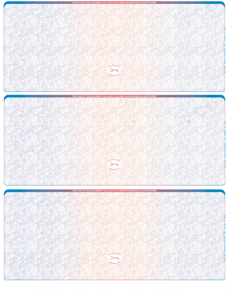 Blue Red Blank High Security 3 Per Page Laser Checks | L3CHS-BLA-BR