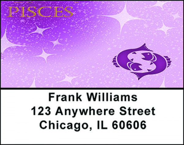 Pisces Zodiac Sign Address Labels | LBBAB-68