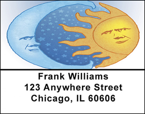 Celestial Sun and Moon with Stars Address Labels | LBBAB-81