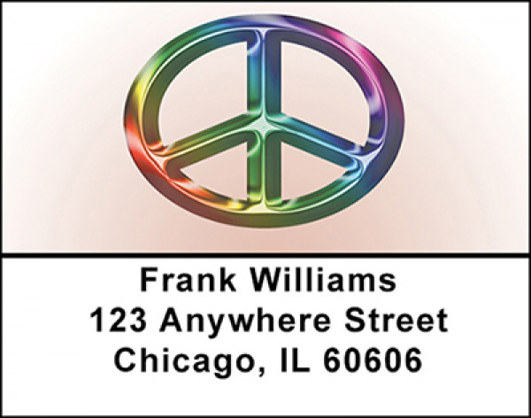 Metallic Rainbow Peace Sign Address Labels | LBBAC-29