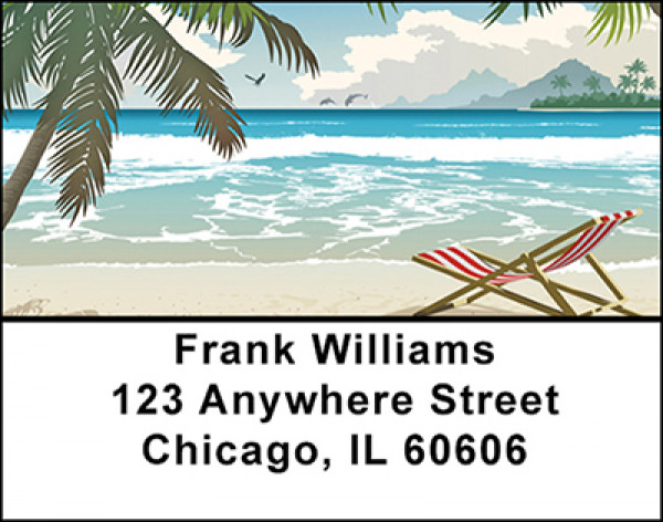 Palm Trees On The Beach Address Labels | LBBAF-17
