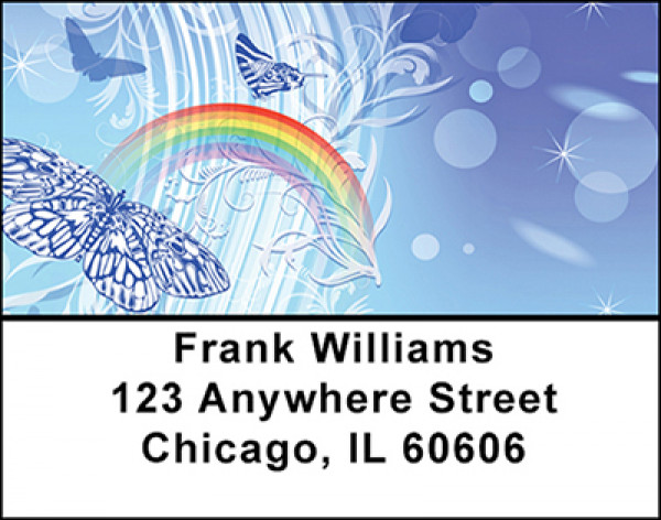 Rainbow Butterfly Abstract Address Labels | LBBAF-24
