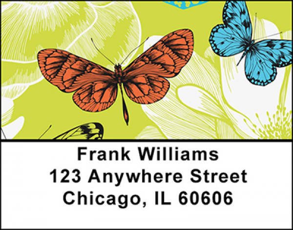 Retro Butterflies Address Labels | LBBAJ-11