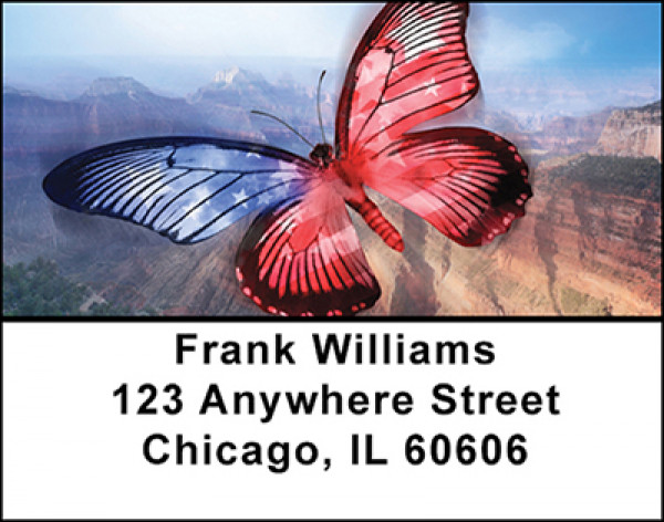 Americana Butterfly Address Labels | LBBAJ-32