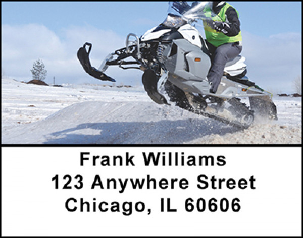 Snowmobiling in Powder Address Labels | LBBAK-37