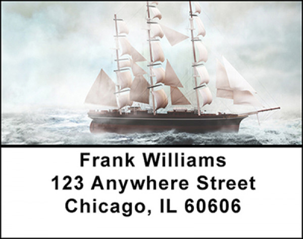 Old Wooden Battle Ships Address Labels | LBBAL-04