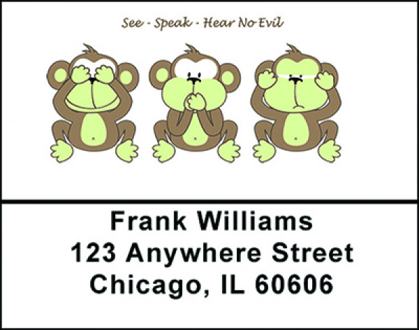 See-Speak-Hear No Evil Address Labels | LBBAL-78