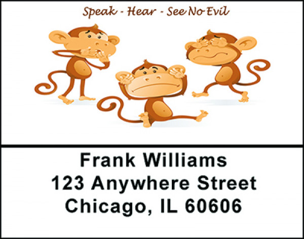 Speak-Hear-See No Evil Address Labels | LBBAL-79