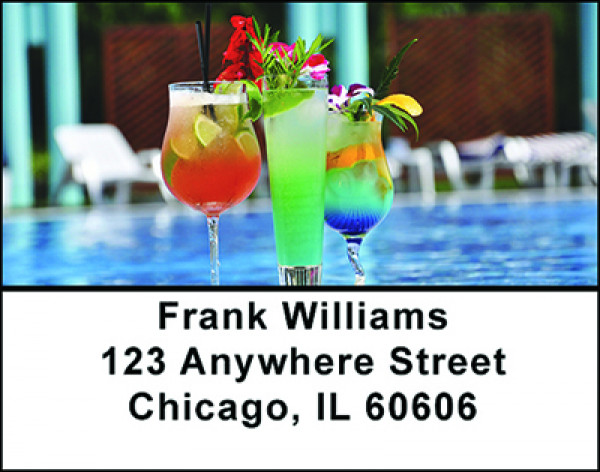 Poolside Bar Drinks Address Labels | LBBAN-51