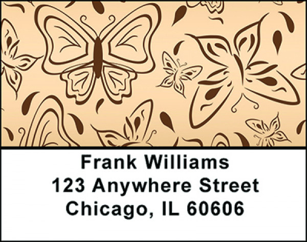 Butterflies On Gold Address Labels | LBBAP-43