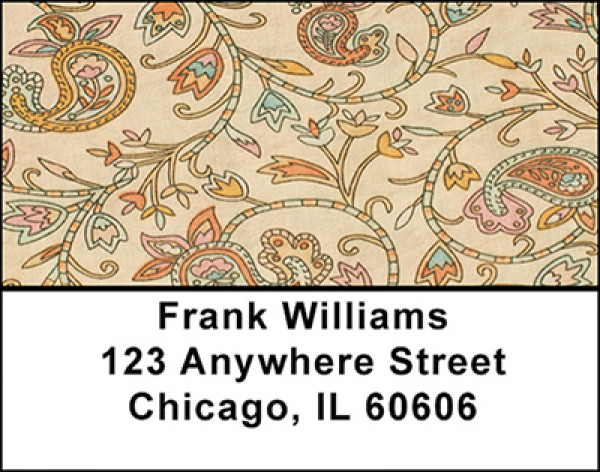 Orange Paisley Address Labels | LBBAP-81