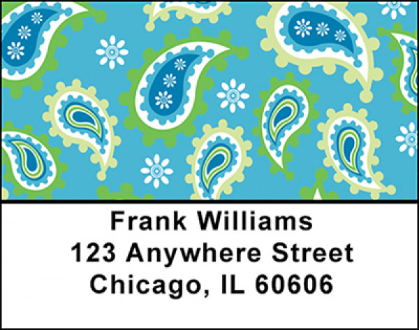 Blue - Green Paisley Address Labels | LBBAQ-28