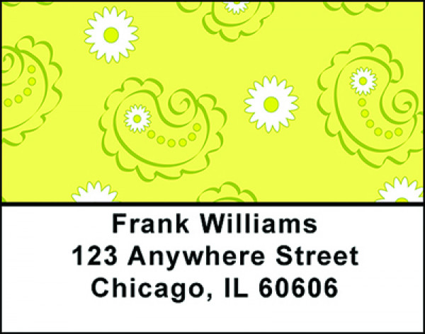 Yellow Floral Paisley Address Labels | LBBAQ-29